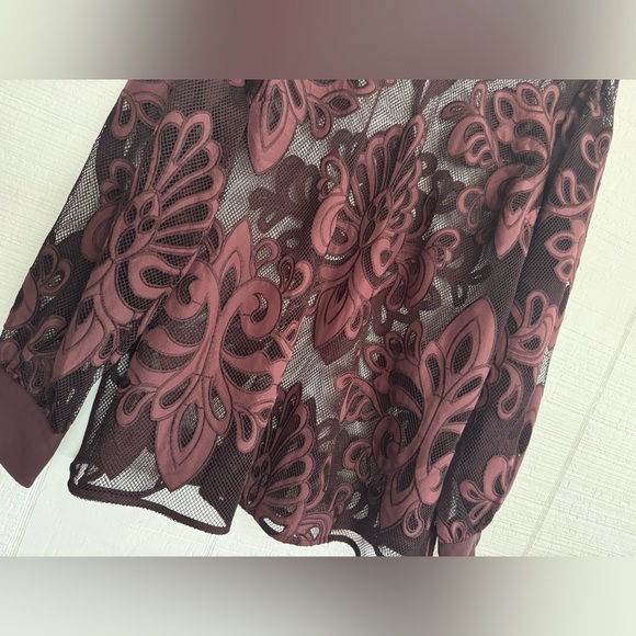 Torrid Burgundy and Black Lace Blouse - Picture 4 of 10